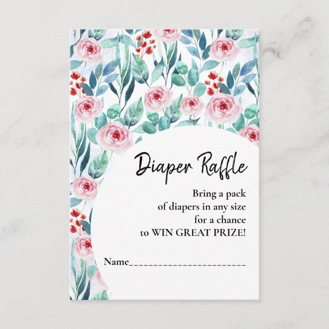 Cartão De Informações Fralda da placa de gabinete Raffle para chá de fra (Frente)