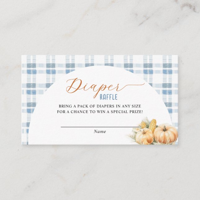 Cartão De Informações Fralda de abóbora de  azul Raffle Boy (Frente)