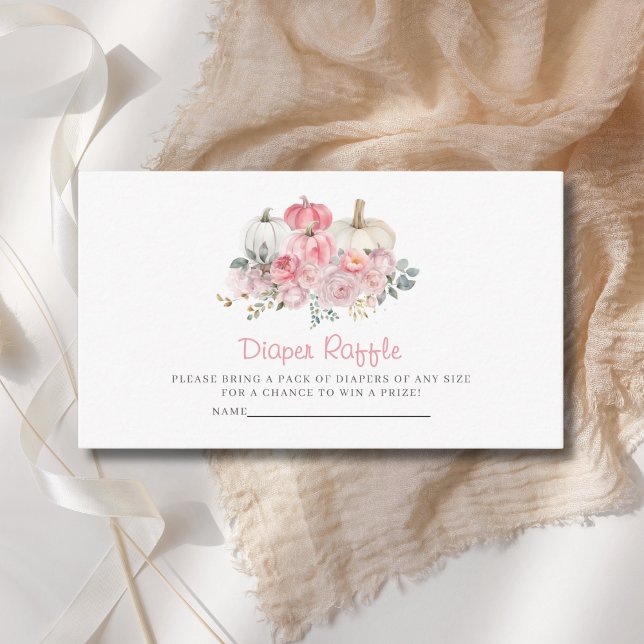 Cartão De Informações Fralda de abóbora rosa Chá de fraldas de Raffle (Criador carregado)