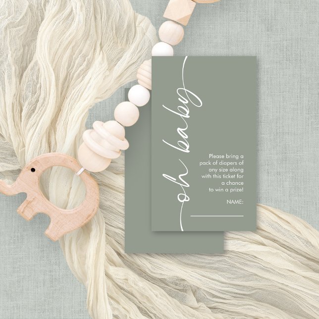 Cartão De Informações Fralda de Bebê Chá de fraldas Raffle (Small diaper raffle enclosure, front and back view)