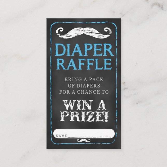 Cartão De Informações Fralda de bigode Raffle Chá de fraldas (Frente)