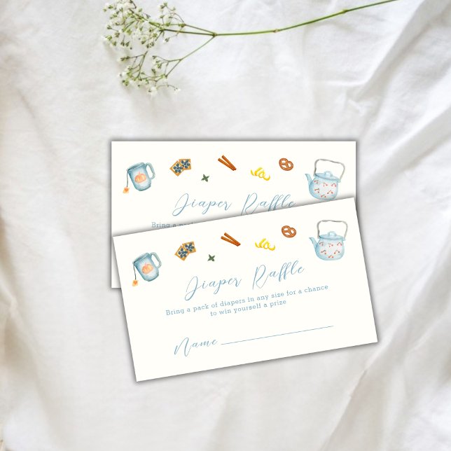Cartão De Informações Fralda de biscoito de chá mínimo Chá de fraldas de (Minimal Par Tea Cookie Diaper Raffle Baby Shower Enclosure Card)