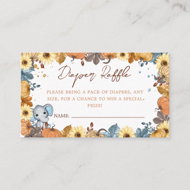 Cartão De Informações Fralda de Bompkin de Elefante de Queda Raffle (Frente)