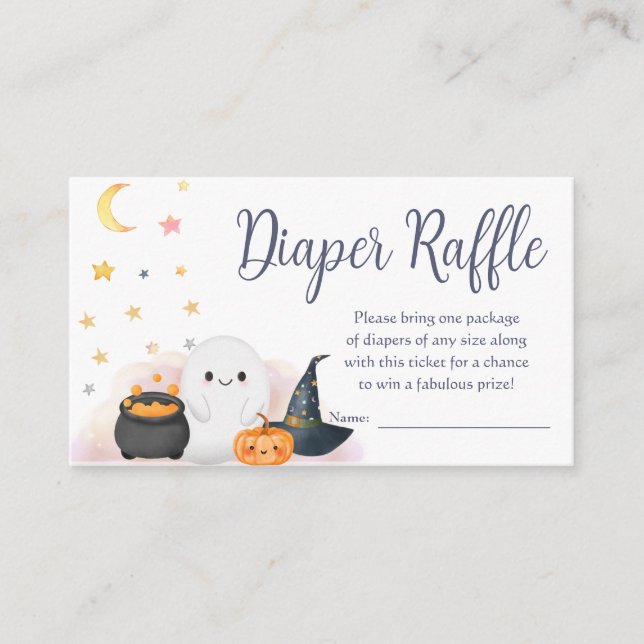 Cartão De Informações Fralda de Boo Halloween Chá de fraldas Raffle (Frente)