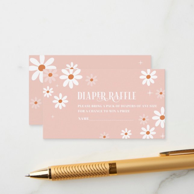 Cartão De Informações Fralda de chá de fraldas de margarida elegante (Frente/Verso In Situ)