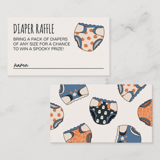 Cartão De Informações Fralda de Chá de fraldas do Spooky Boy Halloween R (Frente/Verso)