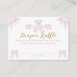 Cartão De Informações Fralda de Chá de Garota do Urso arco Floral