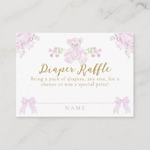 Cartão De Informações Fralda de Chá de Garota do Urso arco Floral