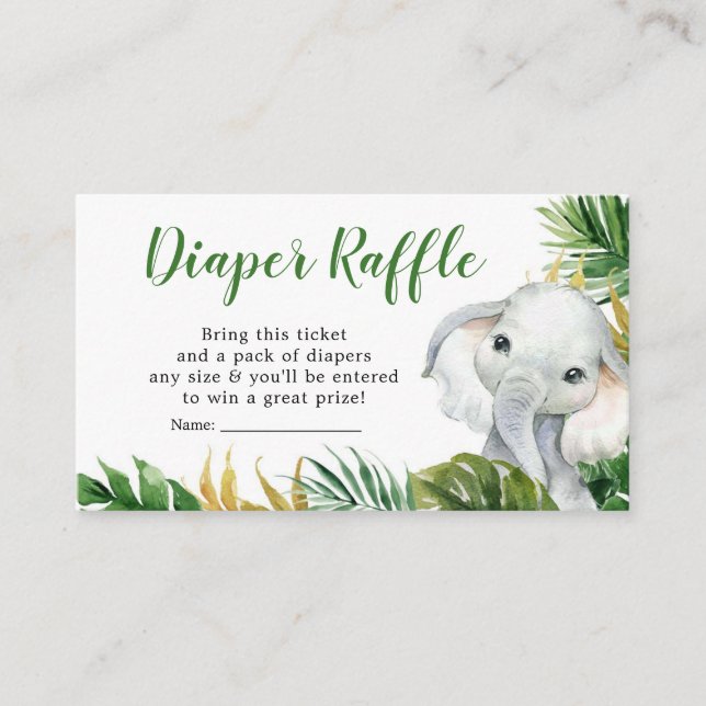 Cartão De Informações Fralda de Elefante Tropical Raffle (Frente)