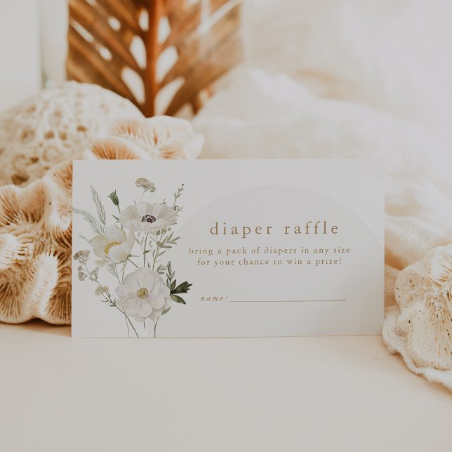 Cartão De Informações FRALDA de Flor da Garota ALYSSA Boho Raffle (ALYSSA Boho Girl Flower Baby Shower Diaper Raffle Enclosure Card)