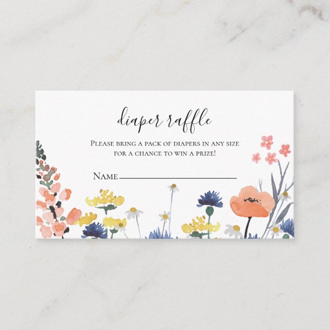 Cartão De Informações Fralda de flor selvagem Raffle (Frente)
