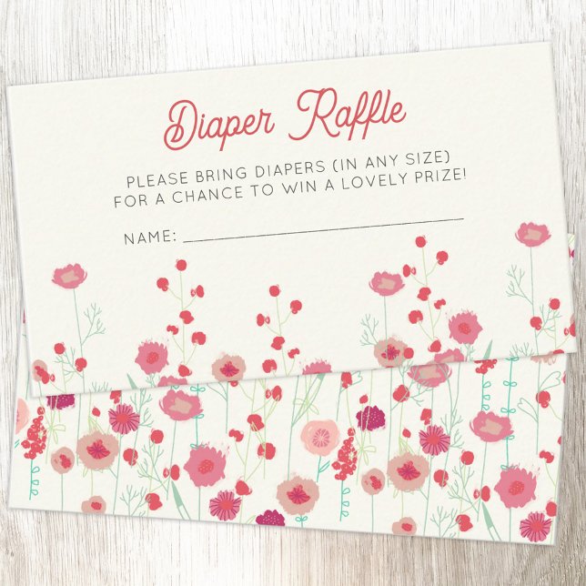 Cartão De Informações Fralda de flor selvagem Raffle (Wildflower baby shower diaper raffle enclosure card)