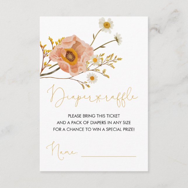 Cartão De Informações Fralda de flor selvagem Raffle Ticket, Chá boêmico (Frente)