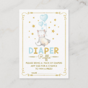Cartão De Informações Fralda de gato Raffle Boy Kitten Blue Dourado Inse