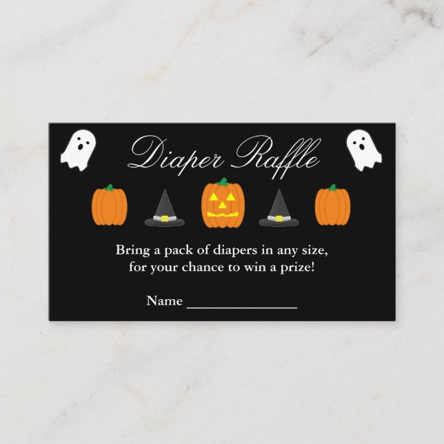 Cartão De Informações Fralda de Halloween Raffle (Frente)