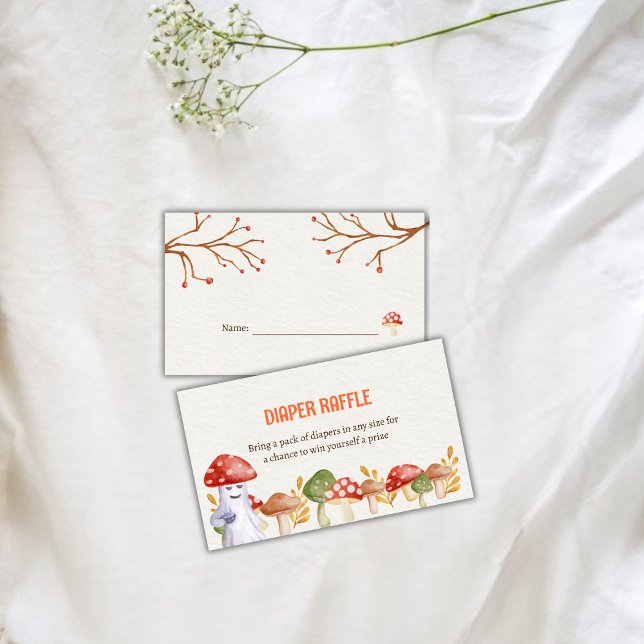 Cartão De Informações Fralda de Halloween Raffle Fantasma (Cute Ghost Mushroom Halloween Diaper Raffle Enclosure Card)