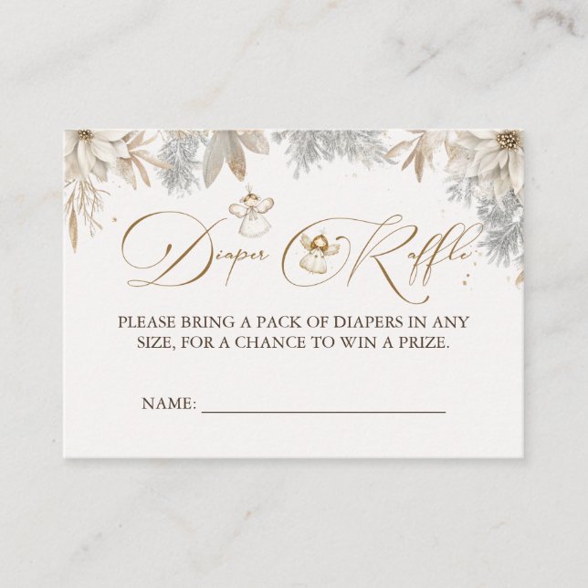 Cartão De Informações Fralda de inverno Raffle Chá de fraldas bebê (Frente)