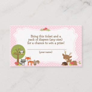 Cartão De Informações Fralda de madeira Raffle bilhete cor-de-rosa