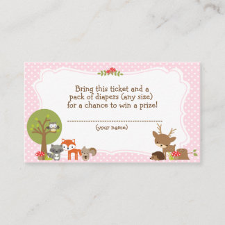 Cartão De Informações Fralda de madeira Raffle bilhete cor-de-rosa