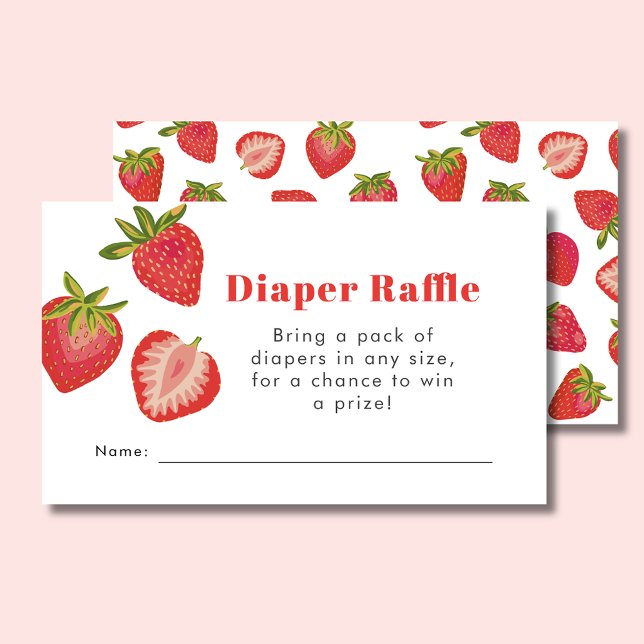 Cartão De Informações Fralda de morango Raffle (Strawberry Baby Shower Diaper Raffle Enclosure Card)