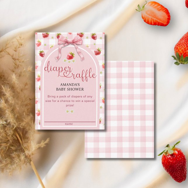 Cartão De Informações Fralda de morango Raffle Berry Chá de fraldas doce (Criador carregado)