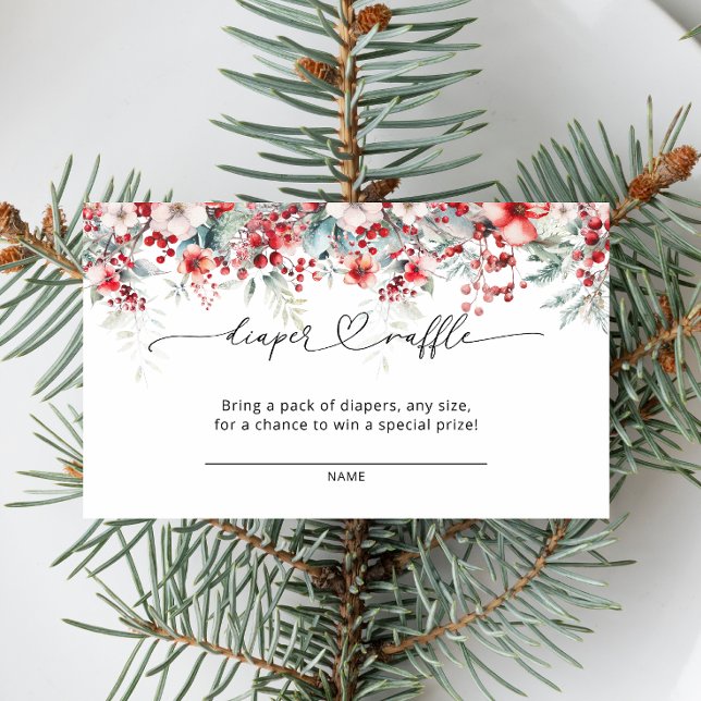 Cartão De Informações Fralda de Natal Floral Berry Raffle (Criador carregado)