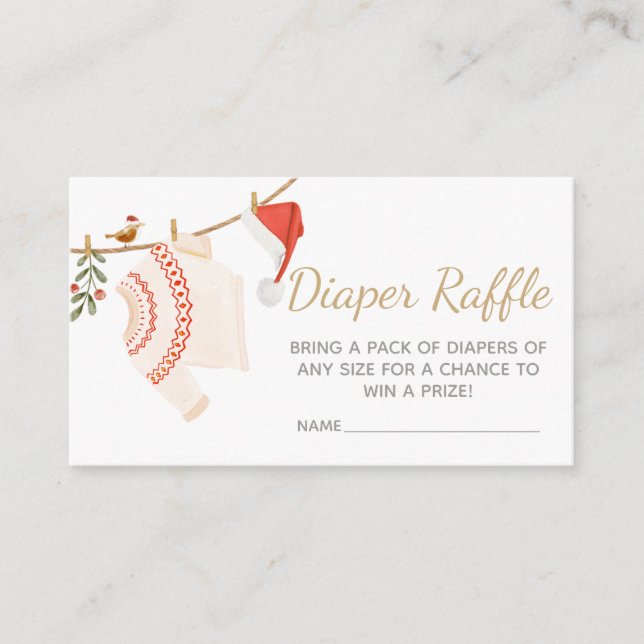 Cartão De Informações Fralda de Natal Papai noel Raffle (Frente)