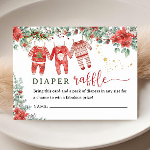 Cartão De Informações Fralda de Natal Papai noel Raffle