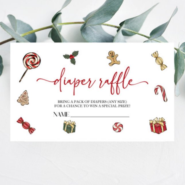 Cartão De Informações Fralda de Natal Raffle Chá de fraldas (Criador carregado)