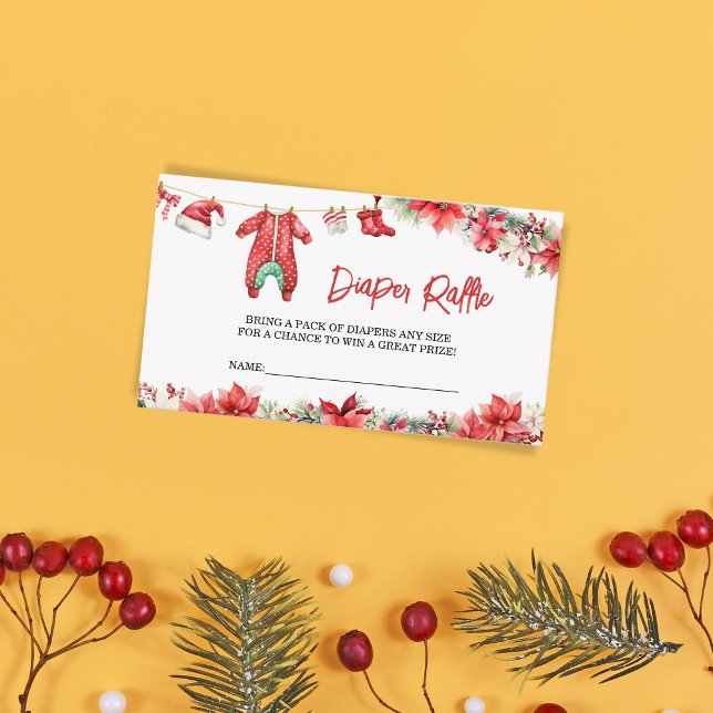 Cartão De Informações Fralda de Natal Raffle Feliz Chá de fraldas (Criador carregado)