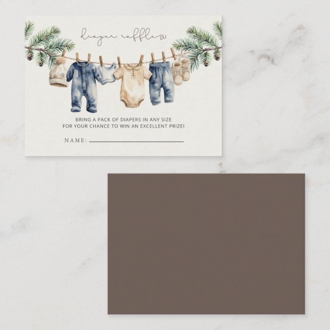 Cartão De Informações Fralda de Natal Raffle Feliz Chá de fraldas (Frente/Verso)