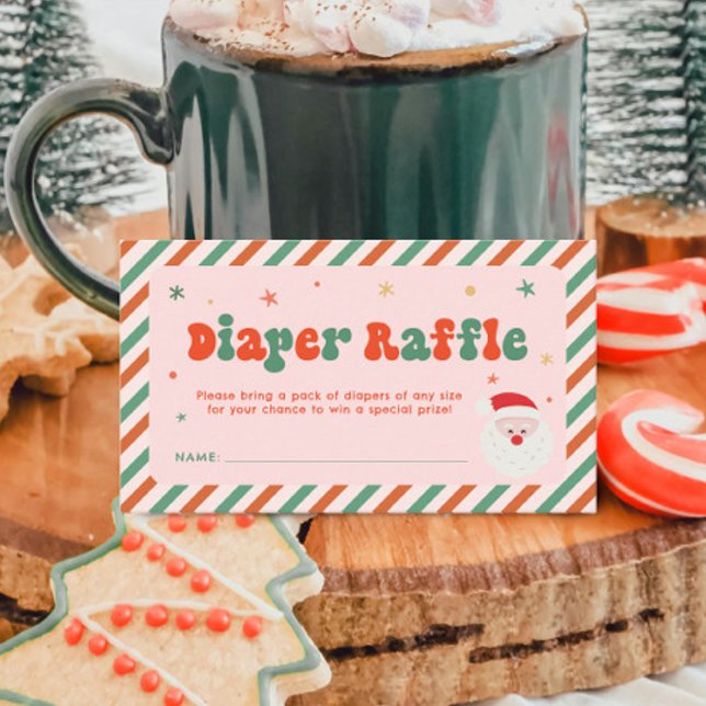 Cartão De Informações Fralda de Natal rosa Raffle (Criador carregado)