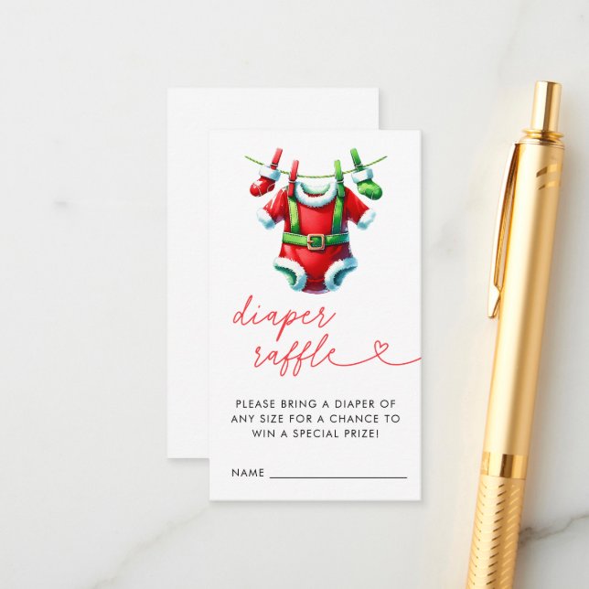 Cartão De Informações Fralda de Papais noeis de Natal Vermelho Raffle (Frente/Verso In Situ)