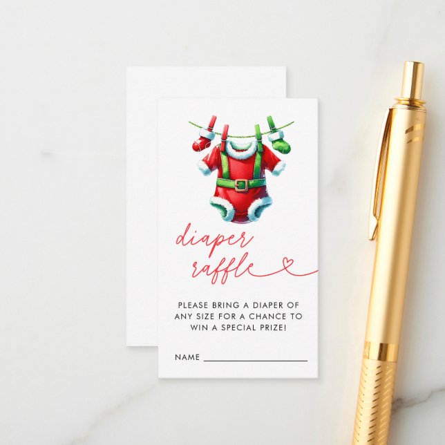 Cartão De Informações Fralda de Papais noeis de Natal Vermelho Raffle (Frente/Verso In Situ)