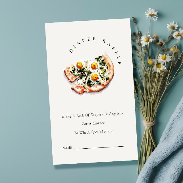 Cartão De Informações Fralda de pizza especial Chá de fraldas Raffle (Criador carregado)