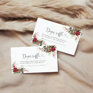 Cartão De Informações Fralda de Poinsettia Vermelha de Natal Raffle