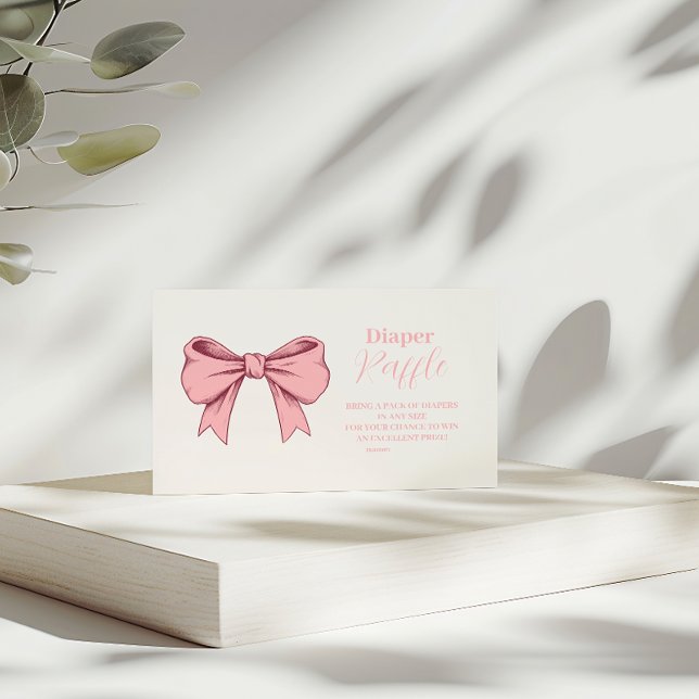 Cartão De Informações Fralda de Raffle do Chá de fraldas rosa (Criador carregado)
