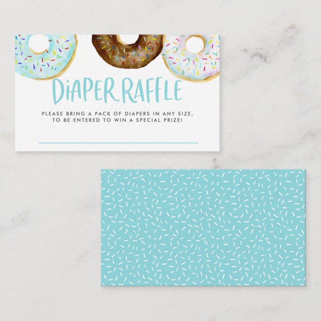 Cartão De Informações Fralda de Rosquinhas de Aquarela Azul e Chocolate  (Frente/Verso)