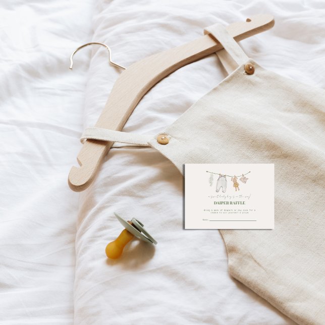 Cartão De Informações Fralda de Sage Green Boho Chá de fraldas Raffle (Sage Green Boho Diaper Raffle Baby Shower Enclosure Card)