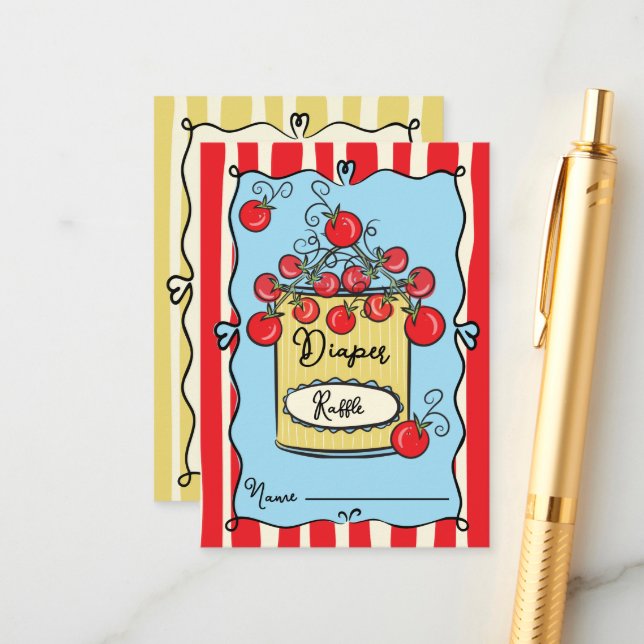 Cartão De Informações Fralda de Tomate de Cereja Raffle (Frente/Verso In Situ)