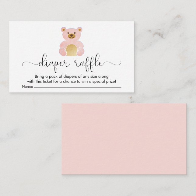 Cartão De Informações Fralda de Urso Justo Raffle Chá (Frente/Verso)