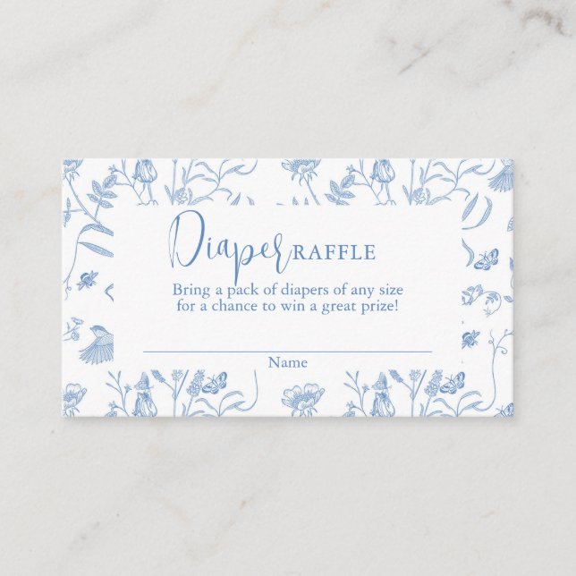 Cartão De Informações Fralda Delft Blue Chinoiserie Chá de fraldas Boy (Frente)