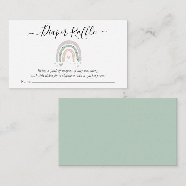 Cartão De Informações Fralda do Boho Arco-Íris Chá Raffle (Frente/Verso)