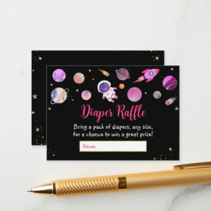 Cartão De Informações Fralda do Espaço da Garota Rosa Raffle