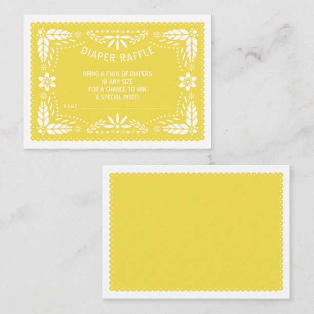Cartão De Informações Fralda do papel picado amarelo Raffle (Frente/Verso)
