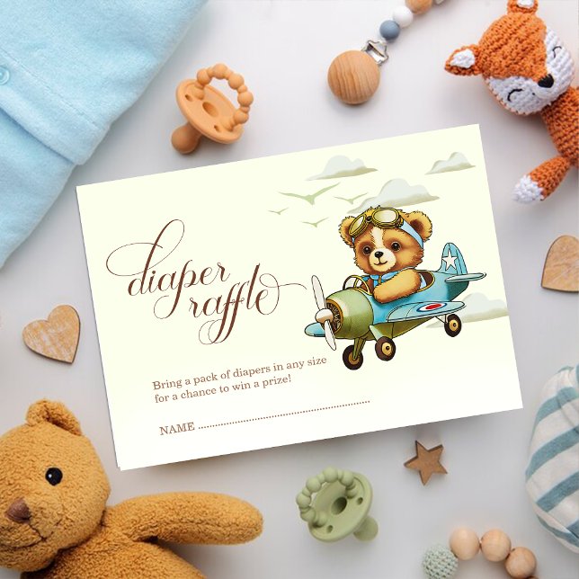 Cartão De Informações Fralda do Piloto Bonito Raffle Chá de fraldas (Cute Tiny Pilot Baby Shower Diaper Raffle Enclosure Card)