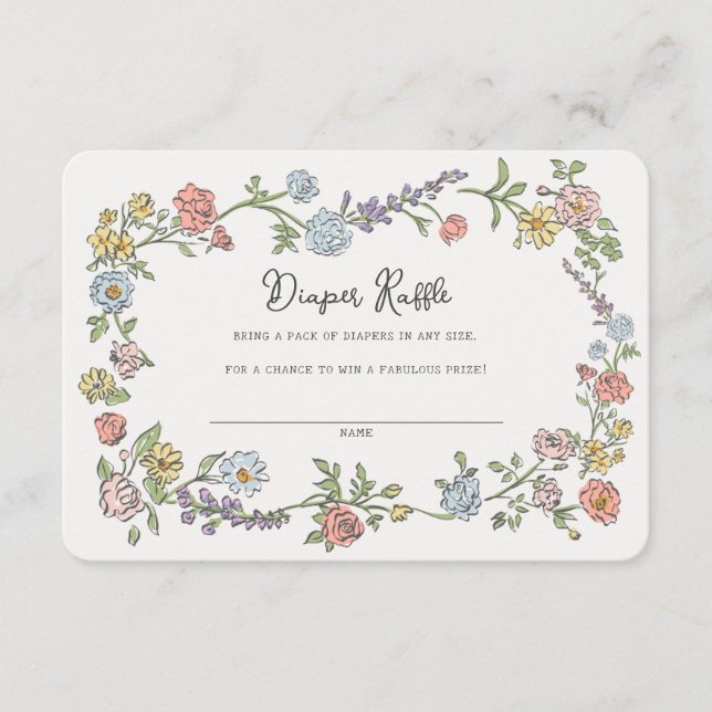 Cartão De Informações Fralda do primavera Garden Party Raffle Baby Inser (Frente)