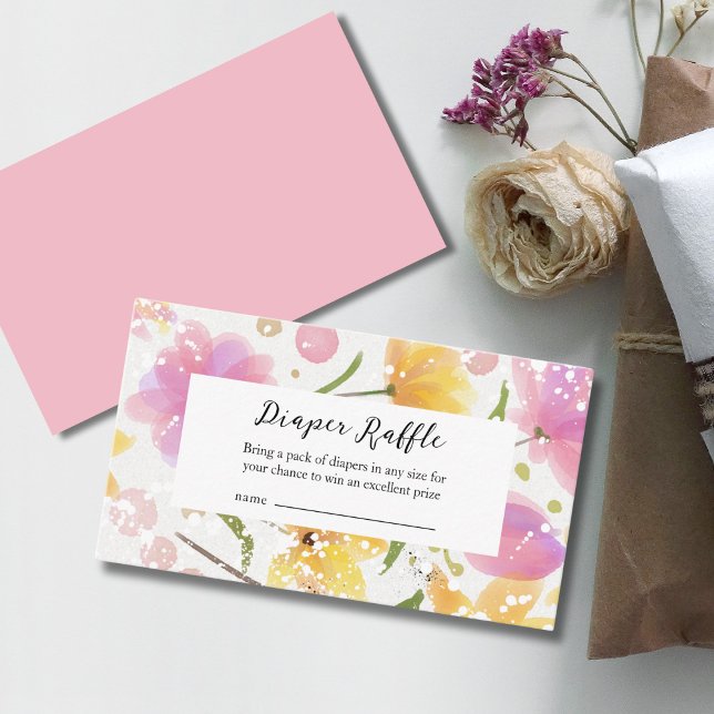 Cartão De Informações Fralda Elegante Chá de fraldas Raffle (Criador carregado)
