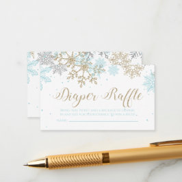 Cartão De Informações Fralda Floco de Neve Raffle Blue Dourado Brilho
