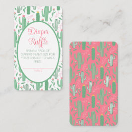 Cartão De Informações Fralda Floral Chá de fraldas Raffle Retro Cactus